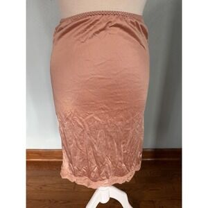Lily of France Slip Skirt Women's Large Honey Beige Pink Slit Lace Classic Sz S